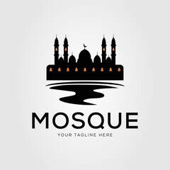 Wall Mural - riverside mosque or islamic building logo vector illustration design