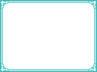 Wall Mural - Turquoise green border frame. Vintage vector frame on white background 