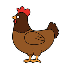 Wall Mural - Cute cartoon vector illustration of a brown chicken