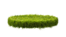 Grass Podium, Isolated On A White Background. Grass Circle, 3d Rendering