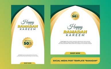 Creative vector of Ramadan Sale social media post template collection. Perfect for social media post.	