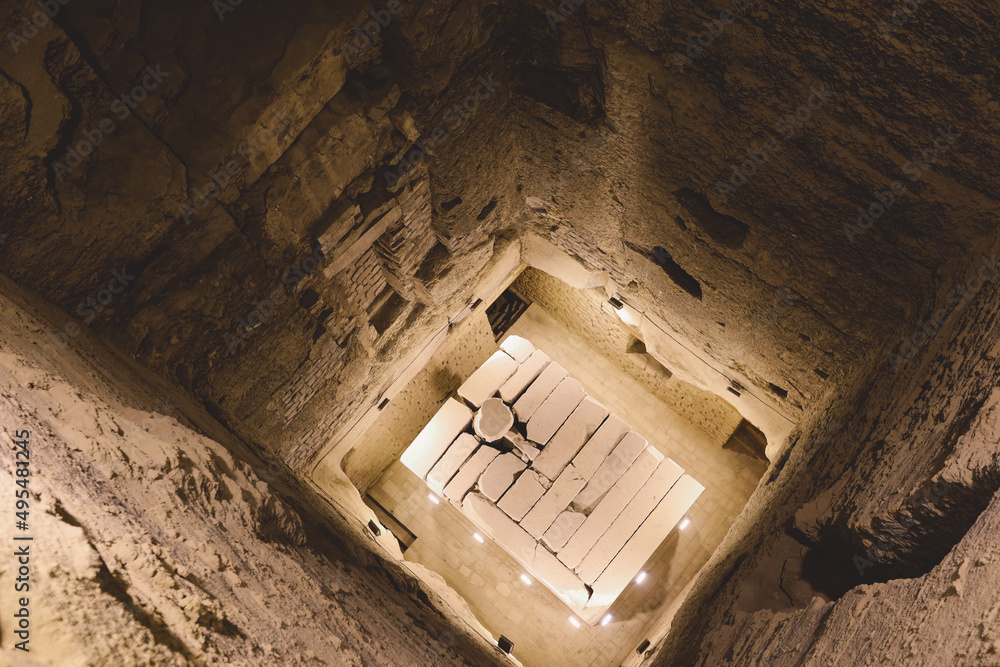 Inside View of the Brick Walls and Stone Columns of the Ancient Step ...
