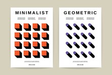 Geometric Minimalist Poster Set. Modern Bauhaus Backgrounds Swiss Style. Vector Art Prints