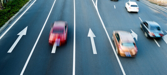 Poster - Motion blur of car traffic on the road