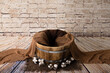 © Mila - brown nest, digital photography background for newborn and baby.