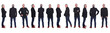 © Curto - line of large group of same men various poses on white background