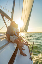 Senior Friends Loving Relaxed Lifestyle On Luxury Yacht