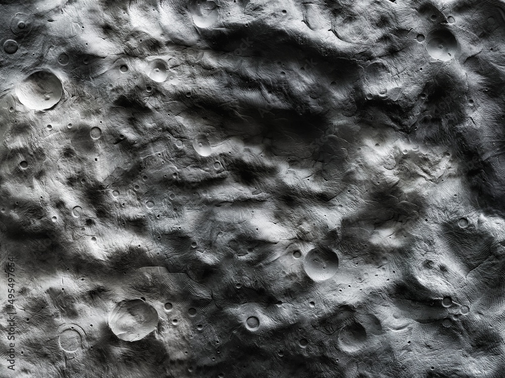 Flight over the surface of the moon. Lunar panorama of craters and ...