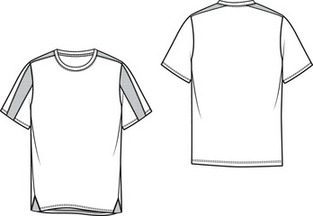mens shorts sleeve t-shirts , technical drawing activewear design