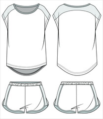 Wall Mural - SPORTY CAMI AND SPORTY SHORTS MATCHING NIGHTWEAR SET FOR  WOMEN AND TEEN GIRLS IN EDITABLE VECTOR FILE