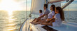 © Spotmatik - Panorama of Latin American family on sailing vacation at sunset