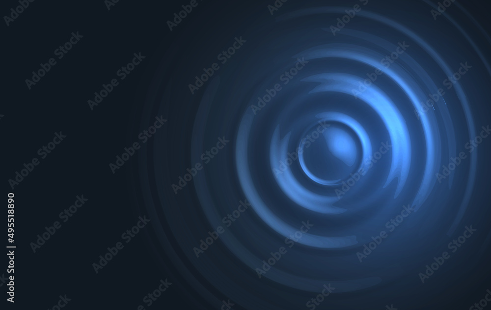 Water ripple effect on dark blue background. Circular wave top view ...