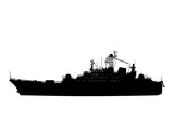 Fototapeta Big Ben - Vector silhouette of modern military ship for design and creativity.