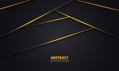 Yellow neon luminous lines and highlights on dark gray tech background. Dark moderb futuristic technology elegance luxury abstract background. Vector illustration