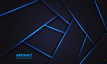 Dark Gray Abstract Background With Blue Neon Luminous Lines And Highlights. Dark Modern Futuristic Elegance Luxury Technology Abstract Background. Vector Illustration