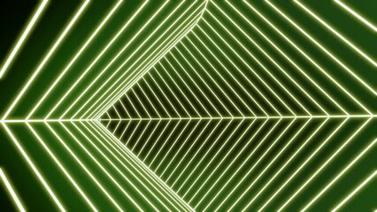 Wall Mural - fast moving triangular tunnel. design. triangular swirling tunnel with neon lines. cyber jump in neo