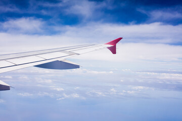 Wall Mural - cloudy view sky airplane, view from airplane window