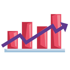 Wall Mural - statistics bars with arrow