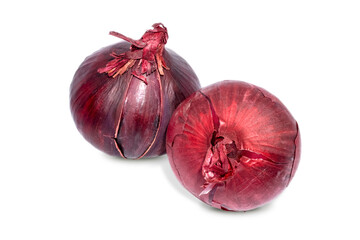 Red onion isolated on white background with clipping path	
