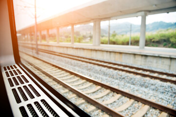 Wall Mural - City landscape from the window of the train