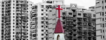 Church Cross On The Background Of City Apartment Buildings