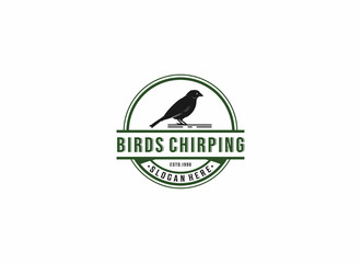 Wall Mural - a chirping bird logo with an illustration of a small and clever bird chirping