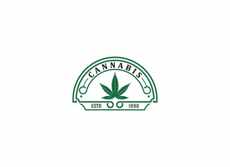 Wall Mural - cannabis logo template in white background