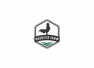 Wall Mural - rooster farm logo template vector, icon in white background