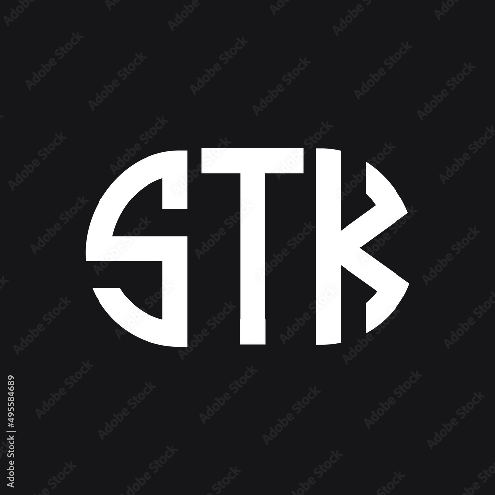 STK letter logo design on Black background. STK creative initials letter logo concept. STK letter design.