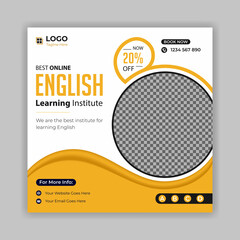 Spoken English social media post template design for advertisement any English learning institute