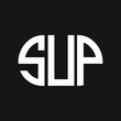 SUP letter logo design on Black background. SUP creative initials letter logo concept. SUP letter design. 

