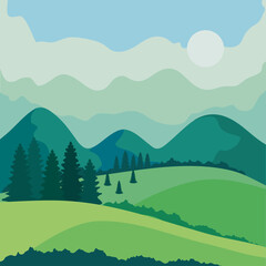 Wall Mural - landscape with mountains nature