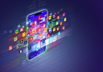 Canvas Print - internet smart phone social network concept