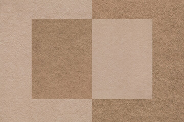 Texture of craft beige and brown paper background, half two colors, macro. Structure of vintage dense kraft cardboard.