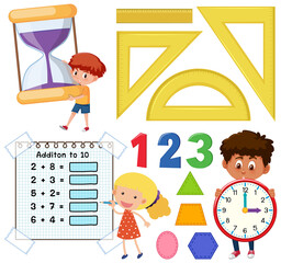 Sticker - Math classroom objects with supplies and students