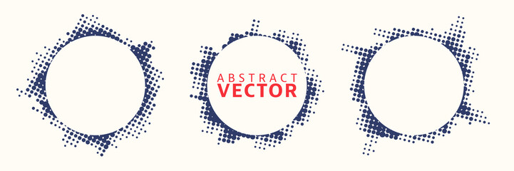 Wall Mural - set of circular halftone frames. grunge texture. modern vector illustration.