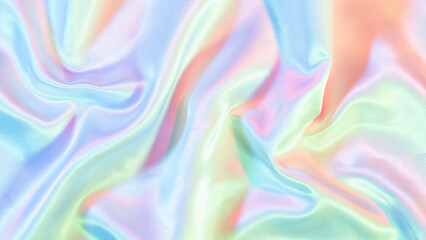 Wall Mural - iridescent surface wrinkled vaporwave wavy abstract blurred background. 