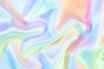 Wall Mural - iridescent surface wrinkled vaporwave wavy abstract blurred background. 