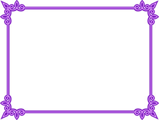 Wall Mural - Vector purple pink border frame isolated on white background. Beautiful horizontal billboard, card, plaque, signboard, sticker or label