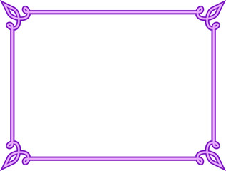 Wall Mural - Vector purple pink border frame isolated on white background. Beautiful horizontal billboard, card, plaque, signboard, sticker or label