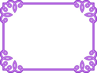 Wall Mural - Vector purple pink border frame isolated on white background. Beautiful horizontal billboard, card, plaque, signboard, sticker or label