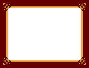 Wall Mural - Vector burgundy maroon and yellow frame with empty space for text. Horizontal sign, card, plaque, signboard, sticker or label