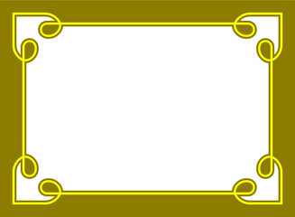 Wall Mural - Golden yellow vector border frame with white space for your photo or text. Beautiful rectangular horizontal sign, card, plaque, signboard, sticker or label