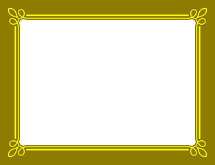 Wall Mural - Golden yellow vector border frame with white space for your photo or text. Beautiful rectangular horizontal sign, card, plaque, signboard, sticker or label