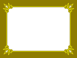 Wall Mural - Golden yellow vector border frame with white space for your photo or text. Beautiful rectangular horizontal sign, card, plaque, signboard, sticker or label