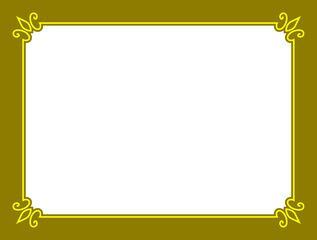 Wall Mural - Golden yellow vector border frame with white space for your photo or text. Beautiful rectangular horizontal sign, card, plaque, signboard, sticker or label