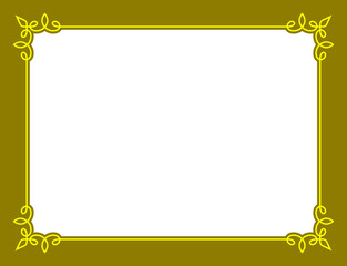 Wall Mural - Golden yellow vector border frame with white space for your photo or text. Beautiful rectangular horizontal sign, card, plaque, signboard, sticker or label