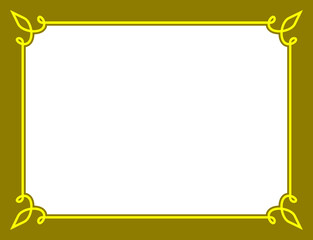 Wall Mural - Golden yellow vector border frame with white space for your photo or text. Beautiful rectangular horizontal sign, card, plaque, signboard, sticker or label