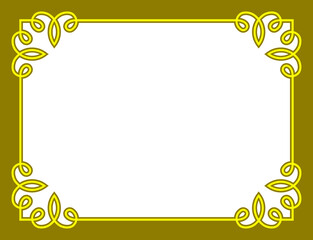 Wall Mural - Golden yellow vector border frame with white space for your photo or text. Beautiful rectangular horizontal sign, card, plaque, signboard, sticker or label