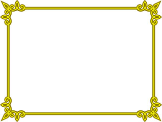 Wall Mural - Golden yellow vector border frame isolated on white background. Beautiful rectangular horizontal sign, card, plaque, signboard, sticker or label